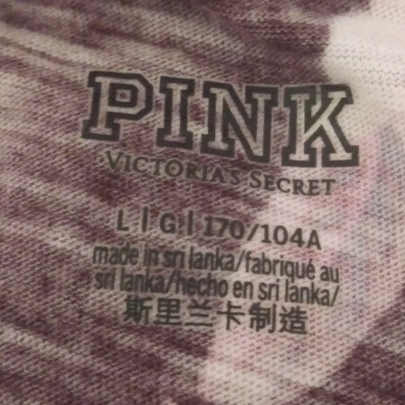 PINK Maroon Floral Pattern Large T-Shirt - Picture 5 of 5